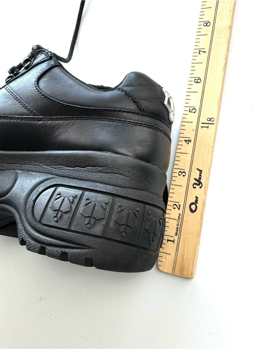 Naked Wolfe Sporty Chunky Sneakers Black Leather Platform Shoes Womens US 5 Goth